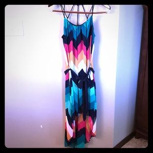 Multi color high low dress